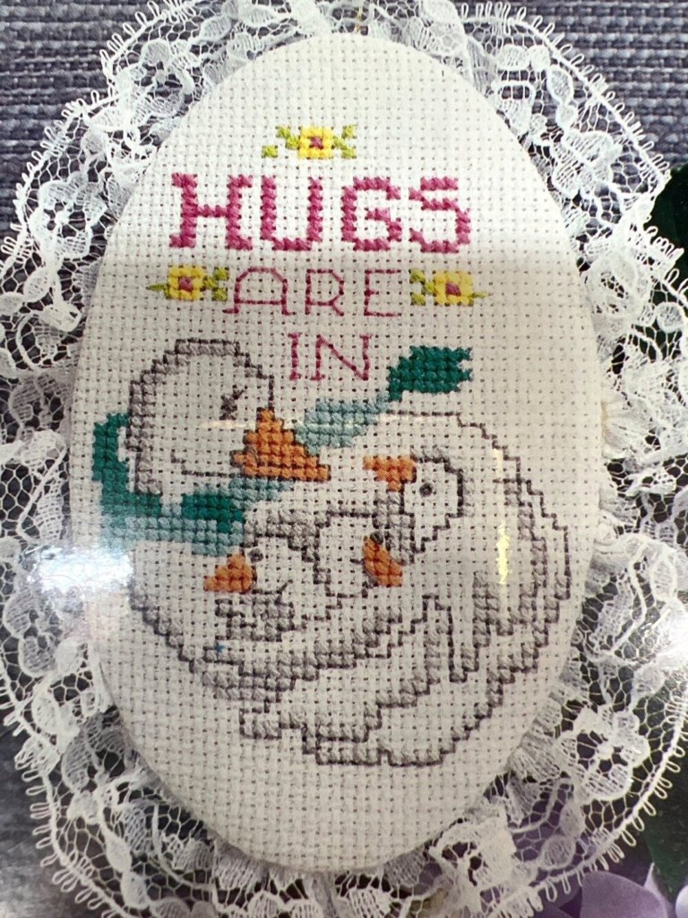 Hugs Are In Cross-Stitch Kit By Designs For The Needle Includes Lace & Supplies